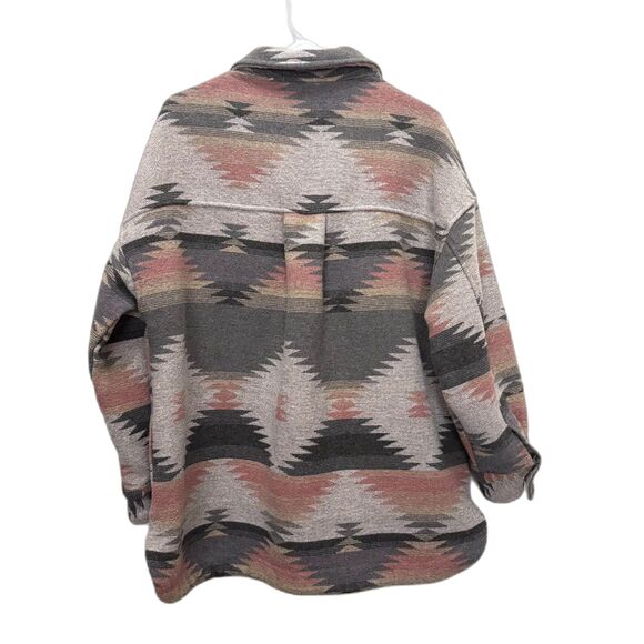 Altar'd State Southwestern Shacket Aztec Print Heavy Gray Pink Size Large - Picture 3 of 5